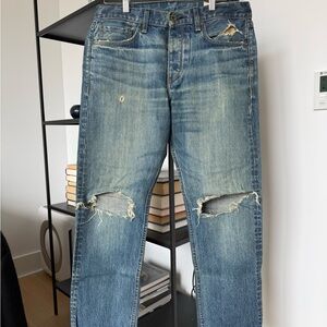 rag & bone Men's Relaxed Distressed Blue Jeans